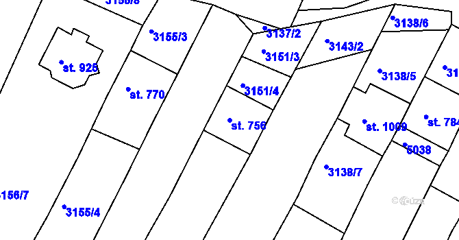 Parcela st. 756 v KÚ Boršice u Buchlovic, Katastrální mapa