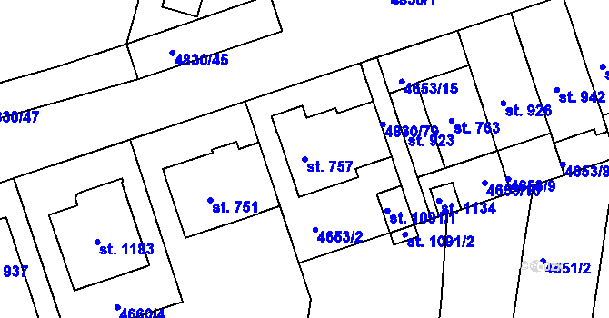 Parcela st. 757 v KÚ Boršice u Buchlovic, Katastrální mapa