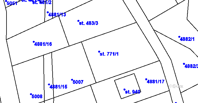 Parcela st. 771/1 v KÚ Boršice u Buchlovic, Katastrální mapa