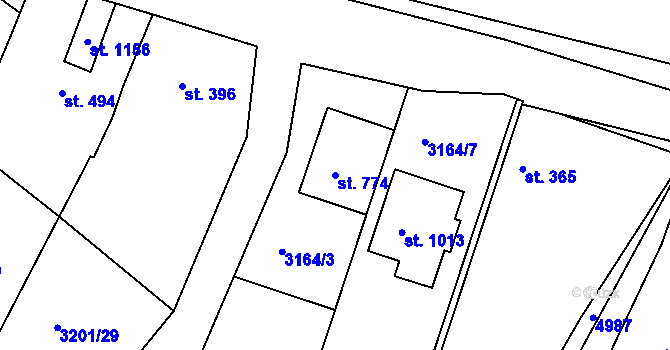 Parcela st. 774 v KÚ Boršice u Buchlovic, Katastrální mapa