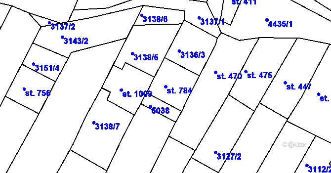 Parcela st. 784 v KÚ Boršice u Buchlovic, Katastrální mapa