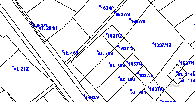 Parcela st. 788 v KÚ Boršice u Buchlovic, Katastrální mapa