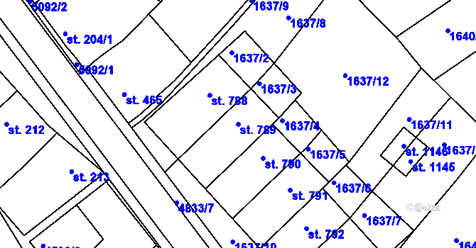 Parcela st. 789 v KÚ Boršice u Buchlovic, Katastrální mapa