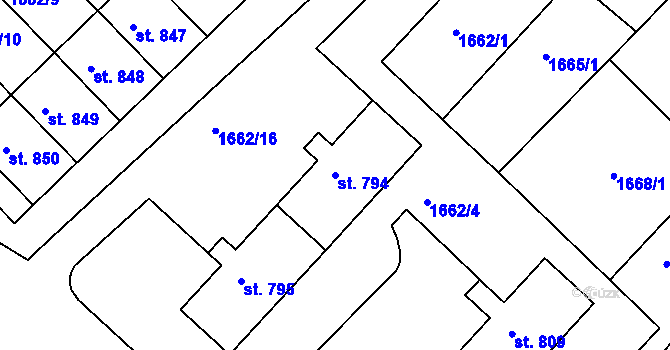 Parcela st. 794 v KÚ Boršice u Buchlovic, Katastrální mapa