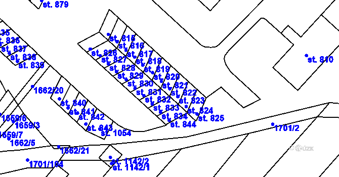 Parcela st. 822 v KÚ Boršice u Buchlovic, Katastrální mapa