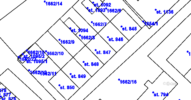 Parcela st. 847 v KÚ Boršice u Buchlovic, Katastrální mapa