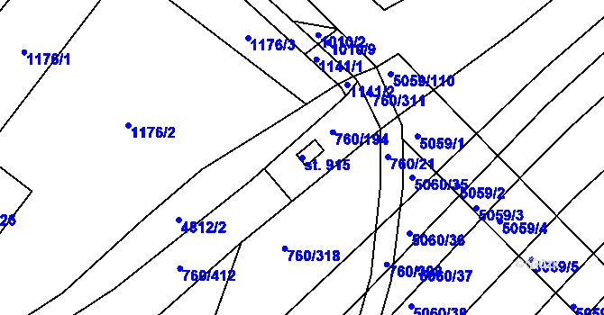 Parcela st. 915 v KÚ Boršice u Buchlovic, Katastrální mapa