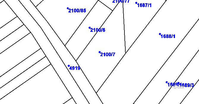 Parcela st. 2100/7 v KÚ Boršice u Buchlovic, Katastrální mapa