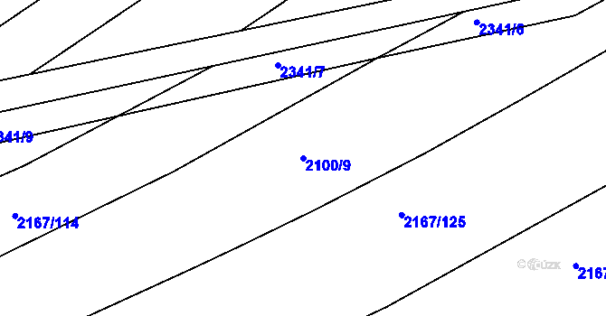 Parcela st. 2100/9 v KÚ Boršice u Buchlovic, Katastrální mapa