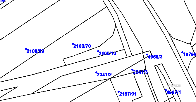 Parcela st. 2100/10 v KÚ Boršice u Buchlovic, Katastrální mapa