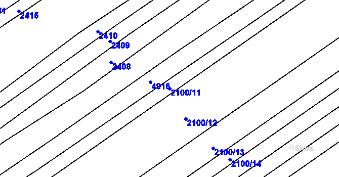 Parcela st. 2100/11 v KÚ Boršice u Buchlovic, Katastrální mapa