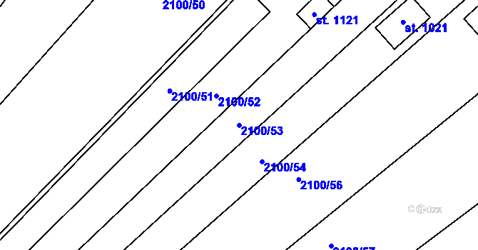 Parcela st. 2100/53 v KÚ Boršice u Buchlovic, Katastrální mapa