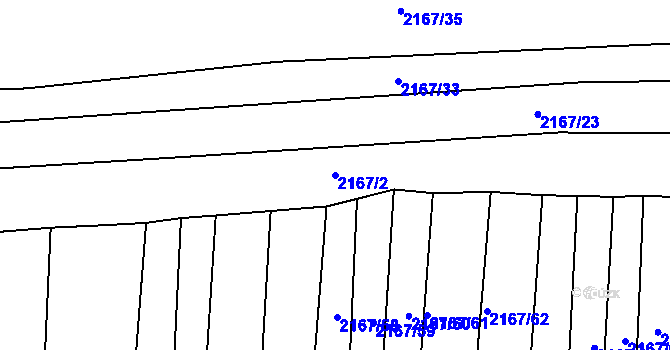 Parcela st. 2167/2 v KÚ Boršice u Buchlovic, Katastrální mapa