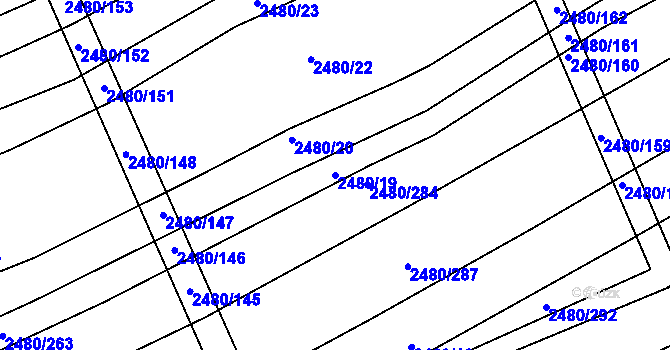 Parcela st. 2480/19 v KÚ Boršice u Buchlovic, Katastrální mapa