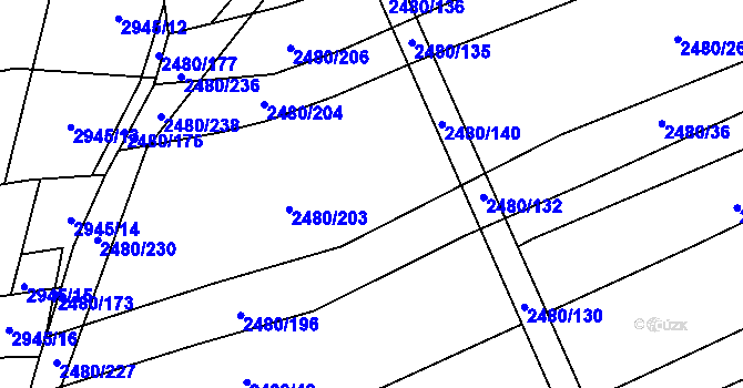 Parcela st. 2480/51 v KÚ Boršice u Buchlovic, Katastrální mapa
