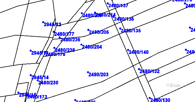 Parcela st. 2480/53 v KÚ Boršice u Buchlovic, Katastrální mapa