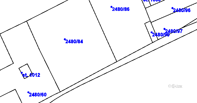 Parcela st. 2480/88 v KÚ Boršice u Buchlovic, Katastrální mapa