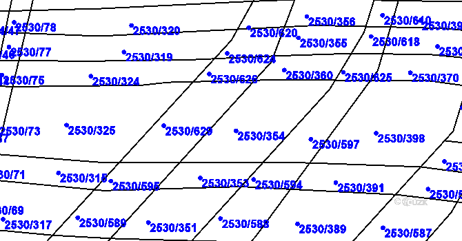 Parcela st. 2530/9 v KÚ Boršice u Buchlovic, Katastrální mapa