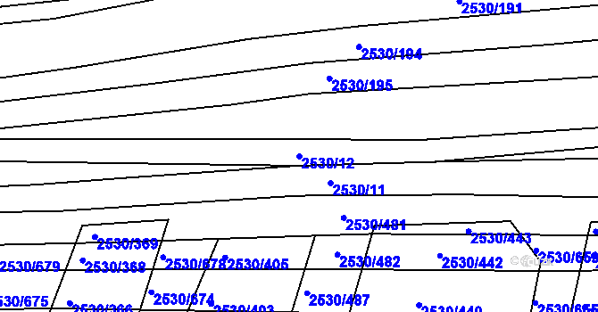 Parcela st. 2530/12 v KÚ Boršice u Buchlovic, Katastrální mapa