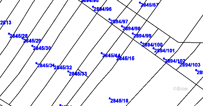 Parcela st. 2845/14 v KÚ Boršice u Buchlovic, Katastrální mapa