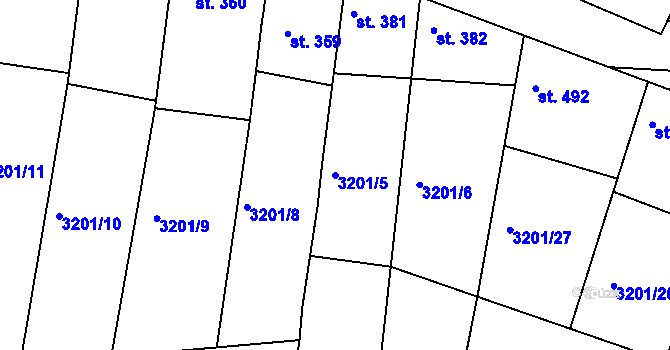 Parcela st. 3201/5 v KÚ Boršice u Buchlovic, Katastrální mapa