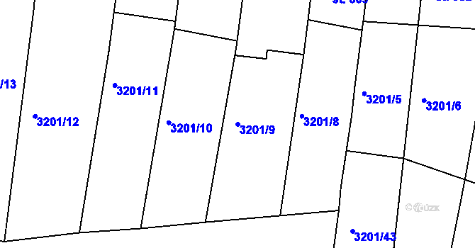 Parcela st. 3201/9 v KÚ Boršice u Buchlovic, Katastrální mapa