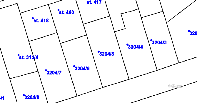 Parcela st. 3204/5 v KÚ Boršice u Buchlovic, Katastrální mapa