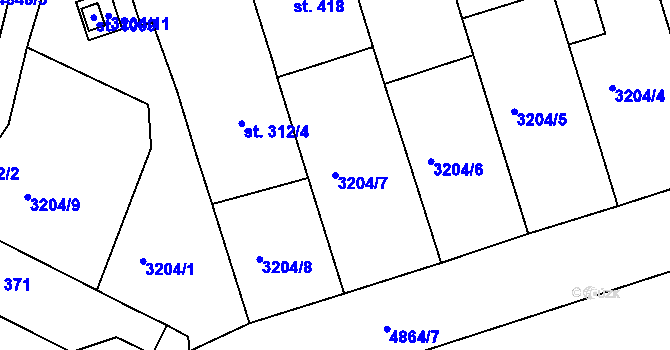Parcela st. 3204/7 v KÚ Boršice u Buchlovic, Katastrální mapa