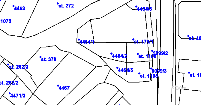 Parcela st. 4464/2 v KÚ Boršice u Buchlovic, Katastrální mapa