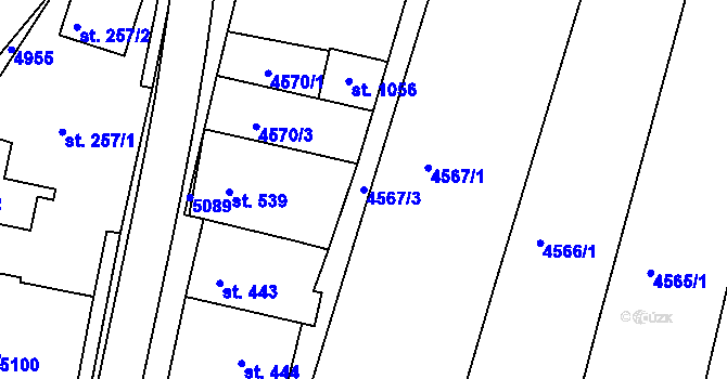 Parcela st. 4567/3 v KÚ Boršice u Buchlovic, Katastrální mapa
