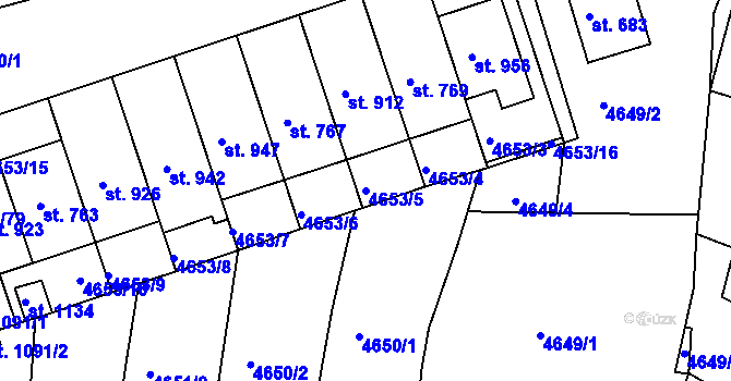 Parcela st. 4653/5 v KÚ Boršice u Buchlovic, Katastrální mapa