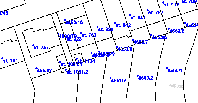 Parcela st. 4653/9 v KÚ Boršice u Buchlovic, Katastrální mapa