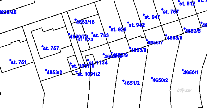 Parcela st. 4653/10 v KÚ Boršice u Buchlovic, Katastrální mapa