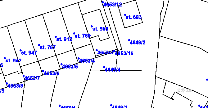 Parcela st. 4653/11 v KÚ Boršice u Buchlovic, Katastrální mapa