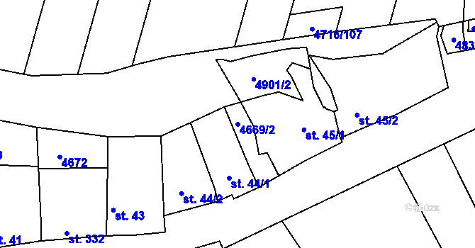 Parcela st. 4669/2 v KÚ Boršice u Buchlovic, Katastrální mapa