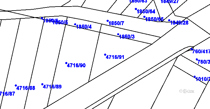 Parcela st. 4716/91 v KÚ Boršice u Buchlovic, Katastrální mapa