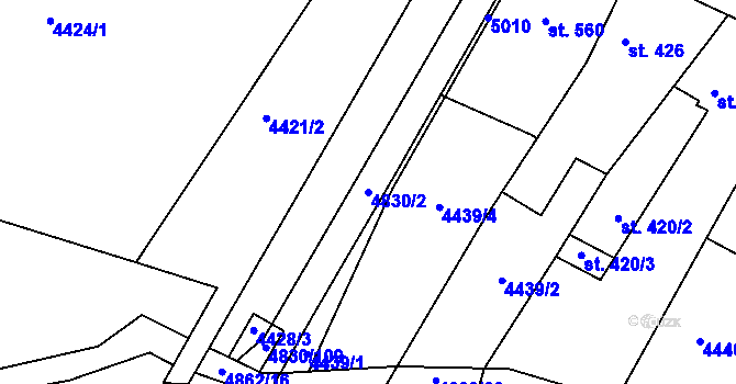 Parcela st. 4830/2 v KÚ Boršice u Buchlovic, Katastrální mapa
