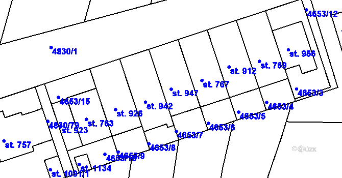 Parcela st. 947 v KÚ Boršice u Buchlovic, Katastrální mapa