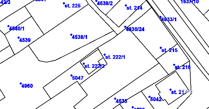 Parcela st. 222/1 v KÚ Boršice u Buchlovic, Katastrální mapa