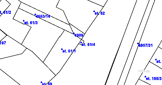 Parcela st. 61/4 v KÚ Boršice u Buchlovic, Katastrální mapa