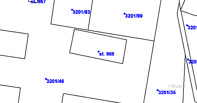 Parcela st. 969 v KÚ Boršice u Buchlovic, Katastrální mapa