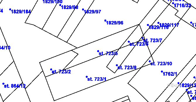 Parcela st. 723/5 v KÚ Boršice u Buchlovic, Katastrální mapa