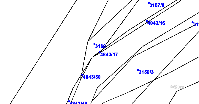 Parcela st. 4843/17 v KÚ Boršice u Buchlovic, Katastrální mapa