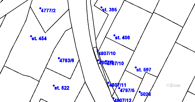 Parcela st. 4807/10 v KÚ Boršice u Buchlovic, Katastrální mapa