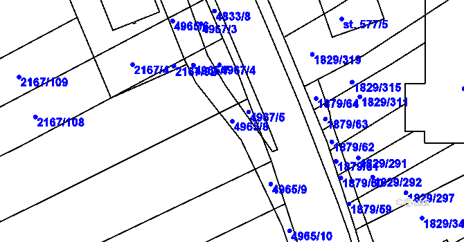 Parcela st. 4965/8 v KÚ Boršice u Buchlovic, Katastrální mapa