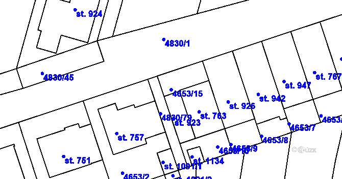 Parcela st. 4653/15 v KÚ Boršice u Buchlovic, Katastrální mapa