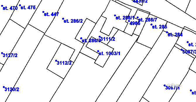 Parcela st. 1003/1 v KÚ Boršice u Buchlovic, Katastrální mapa