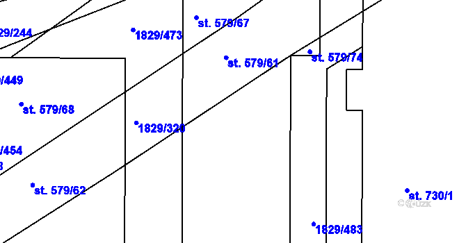Parcela st. 579/55 v KÚ Boršice u Buchlovic, Katastrální mapa