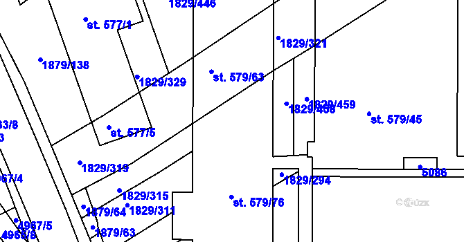 Parcela st. 579/57 v KÚ Boršice u Buchlovic, Katastrální mapa