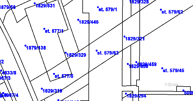 Parcela st. 579/63 v KÚ Boršice u Buchlovic, Katastrální mapa
